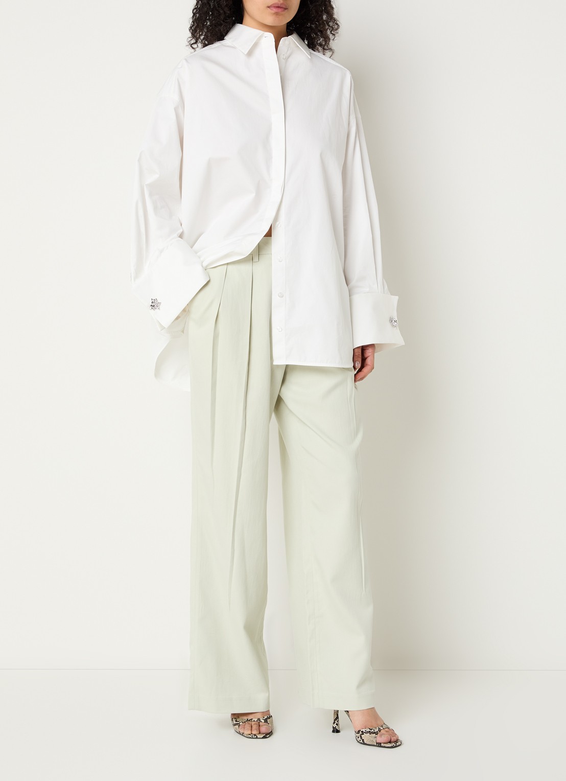 Copenhagen Muse Melanie blouse met sierknoop - voorkant 2 wit