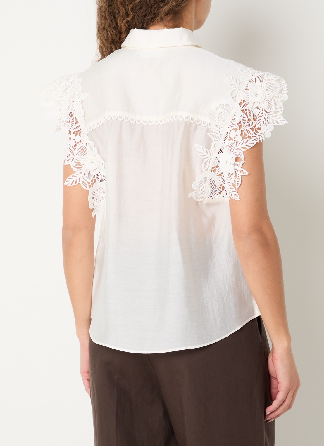 Copenhagen Muse Molly blouse met V-hals - achterkant 4 gebroken wit