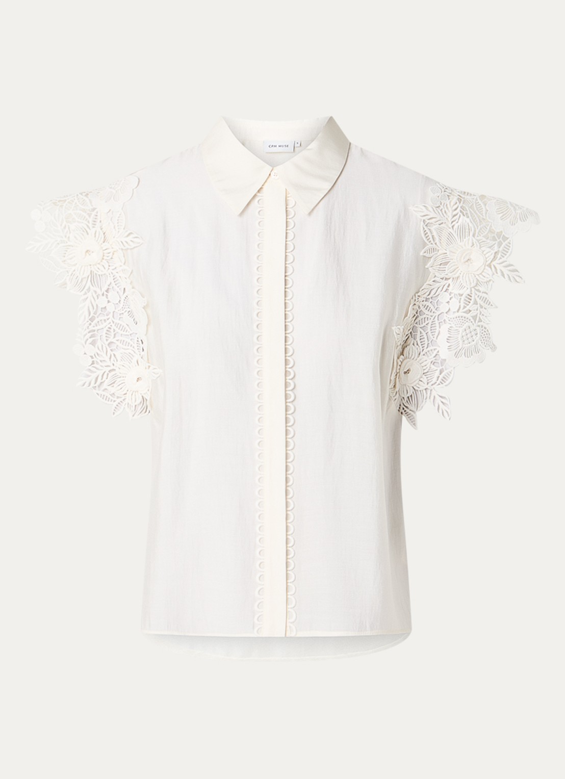 Copenhagen Muse Molly blouse met V-hals - voorkant gebroken wit