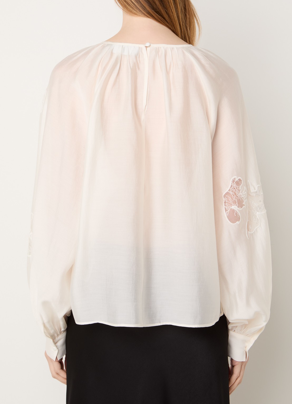 Copenhagen Muse Molly semi-transparante tuniek  met broderie - achterkant creme