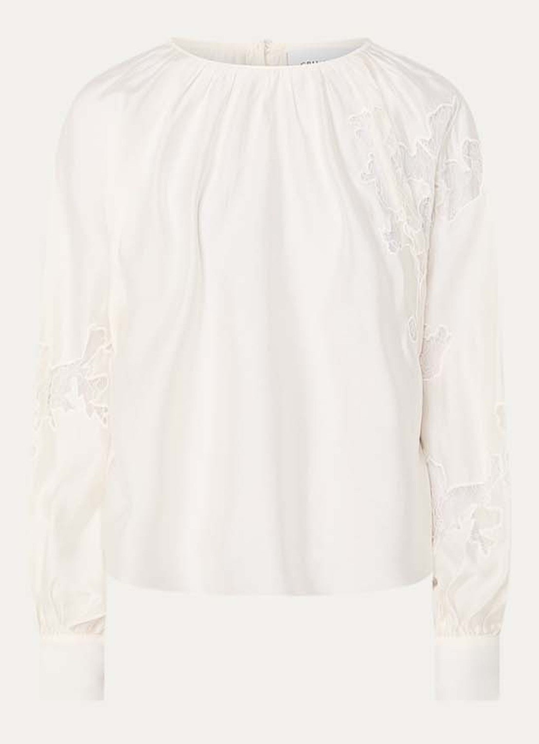 Copenhagen Muse Molly semi-transparante tuniek  met broderie - voorkant 3 creme