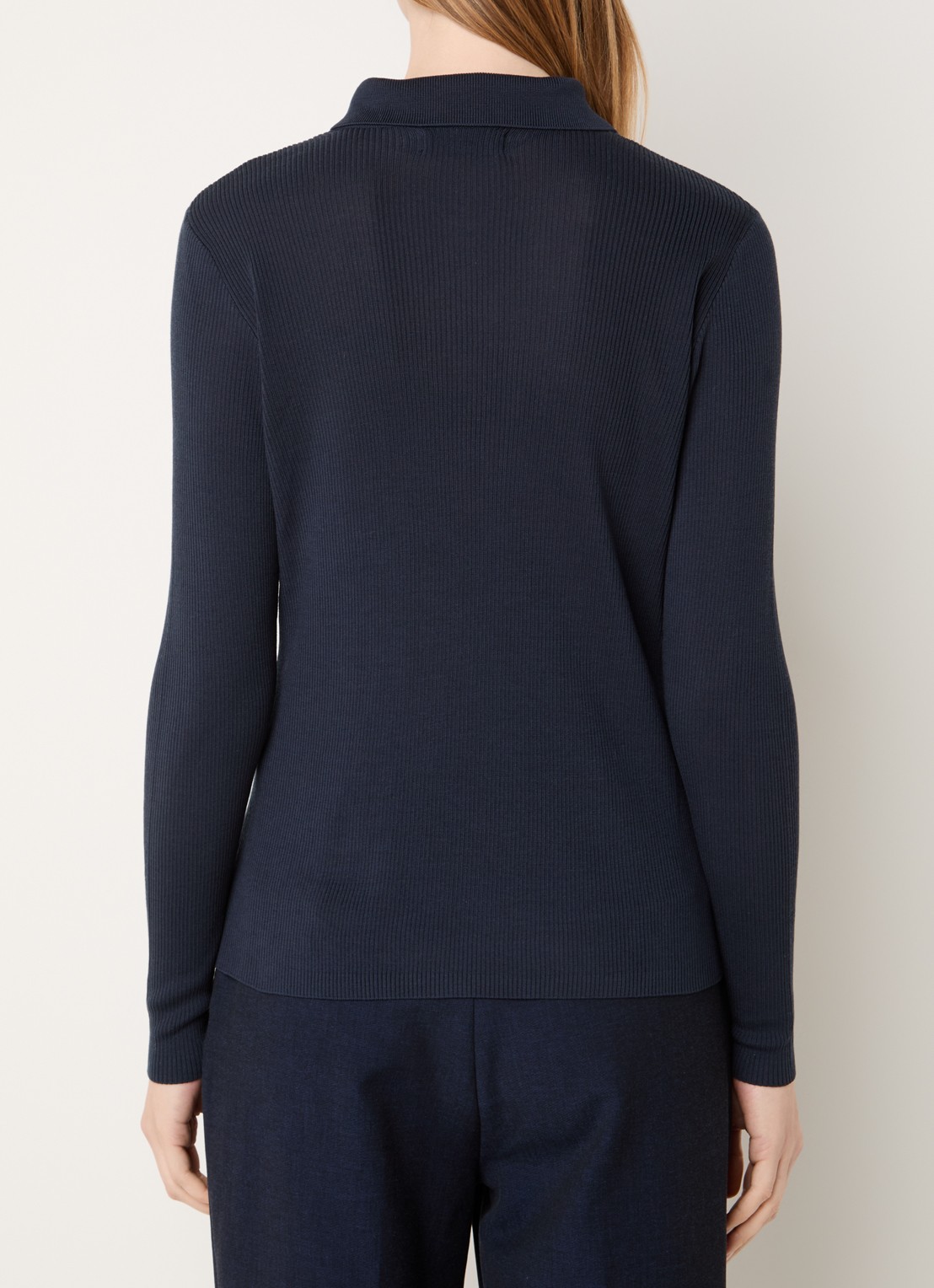 Copenhagen Muse Monnie ribgebreid vest met kraag - achterkant donkerblauw