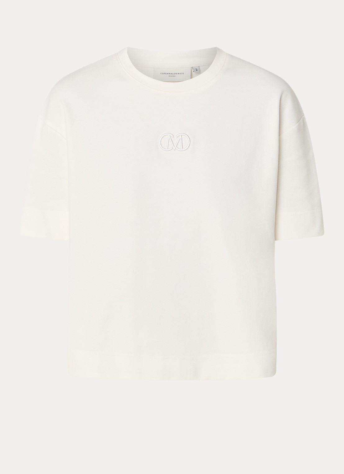 Copenhagen Muse Muse T-shirt met logoborduring - voorkant 3 gebroken wit