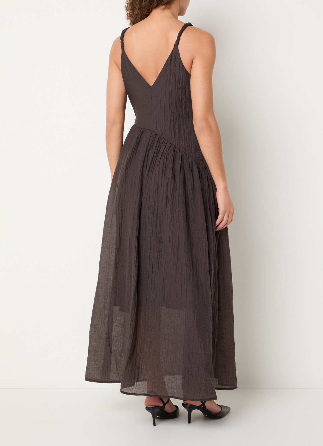 Copenhagen Muse Semi-transparante asymmetrische maxi jurk - achterkant 3 bruin