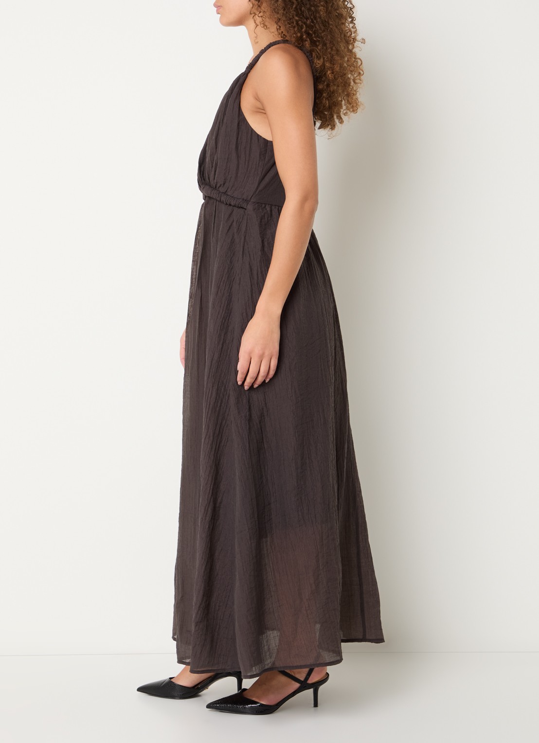 Copenhagen Muse Semi-transparante asymmetrische maxi jurk - voorkant 2 bruin