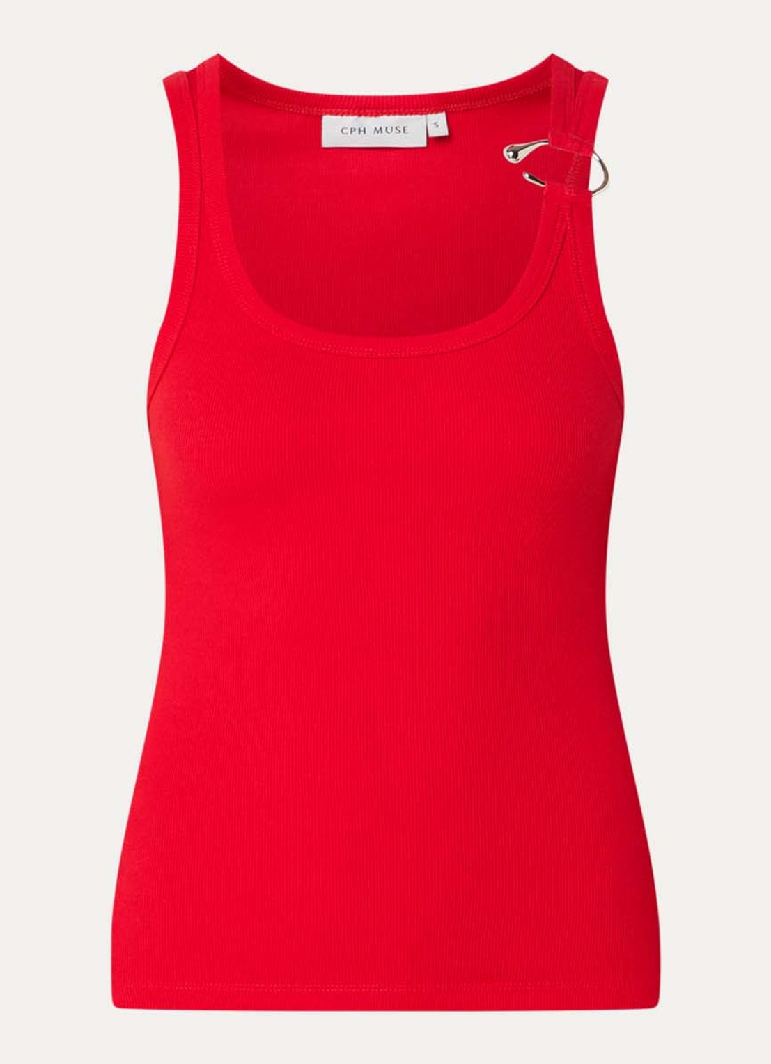 Copenhagen Muse Siv tanktop met ribstructuur en ringdetail - voorkant 2 rood