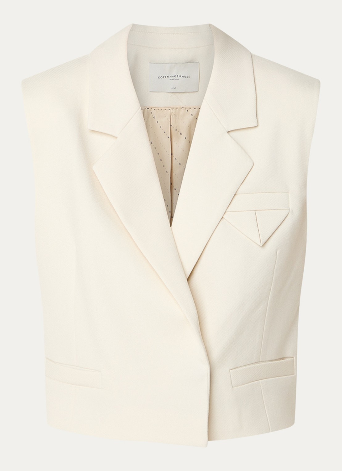 Copenhagen Muse Tailor gilet met schoudervulling - voorkant gebroken wit