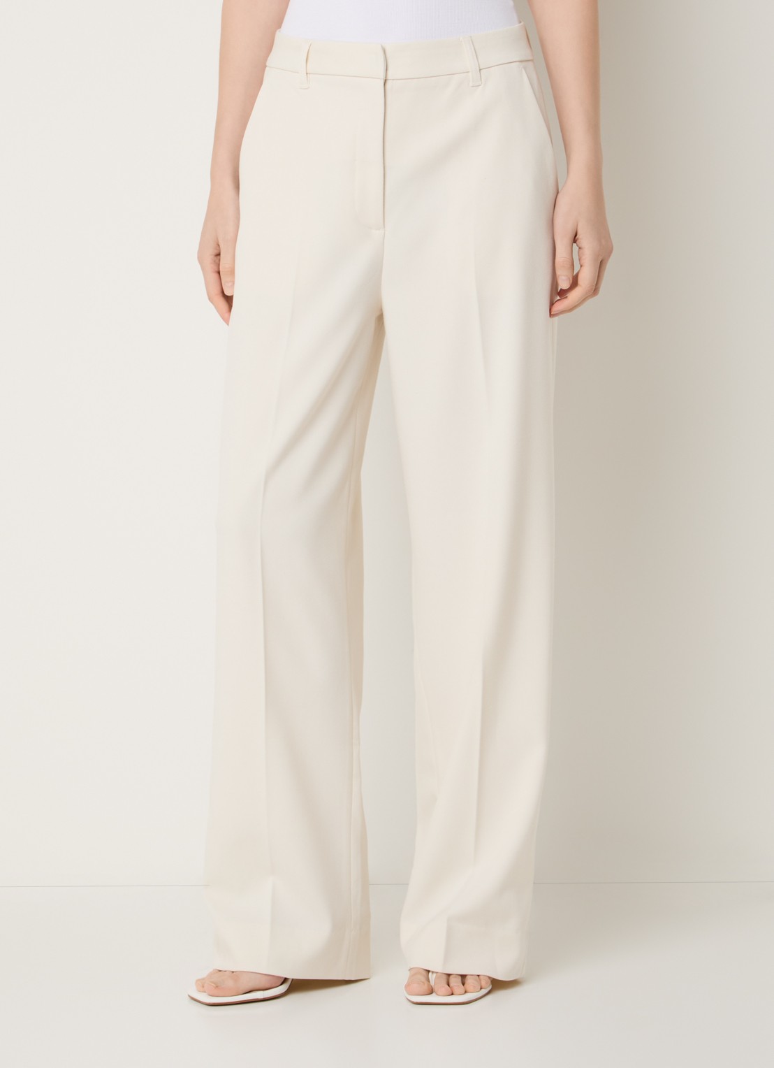 Copenhagen Muse Tailor mid waist straight fit pantalon met persplooi - detail 2 gebroken wit