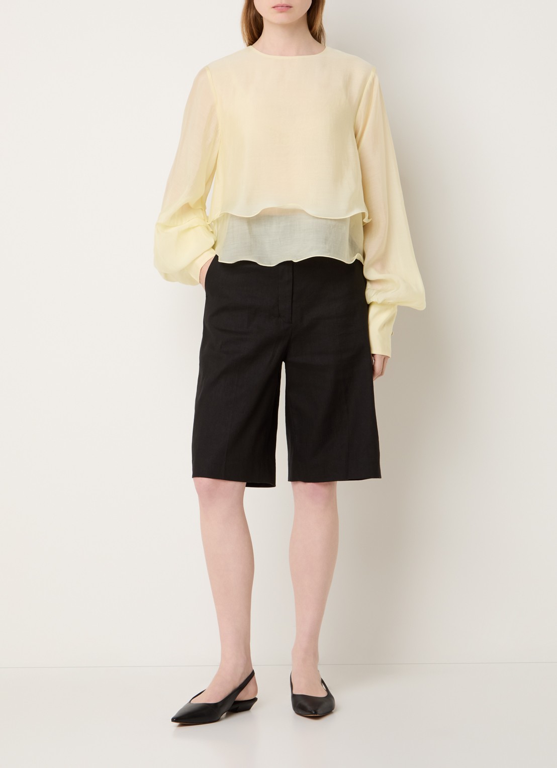 Copenhagen Muse Tilly semi-transparante tuniek  met volant - voorkant 3 geel