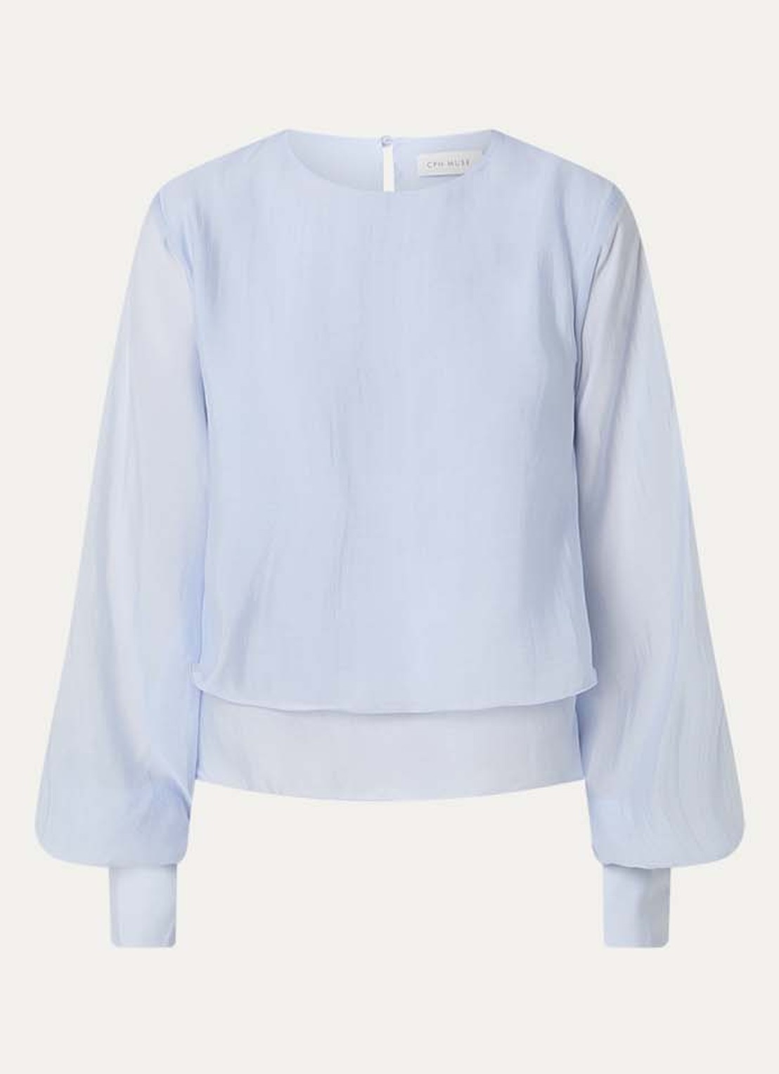 Copenhagen Muse Tilly semi-transparante tuniek  met volant - voorkant 2 lichtblauw