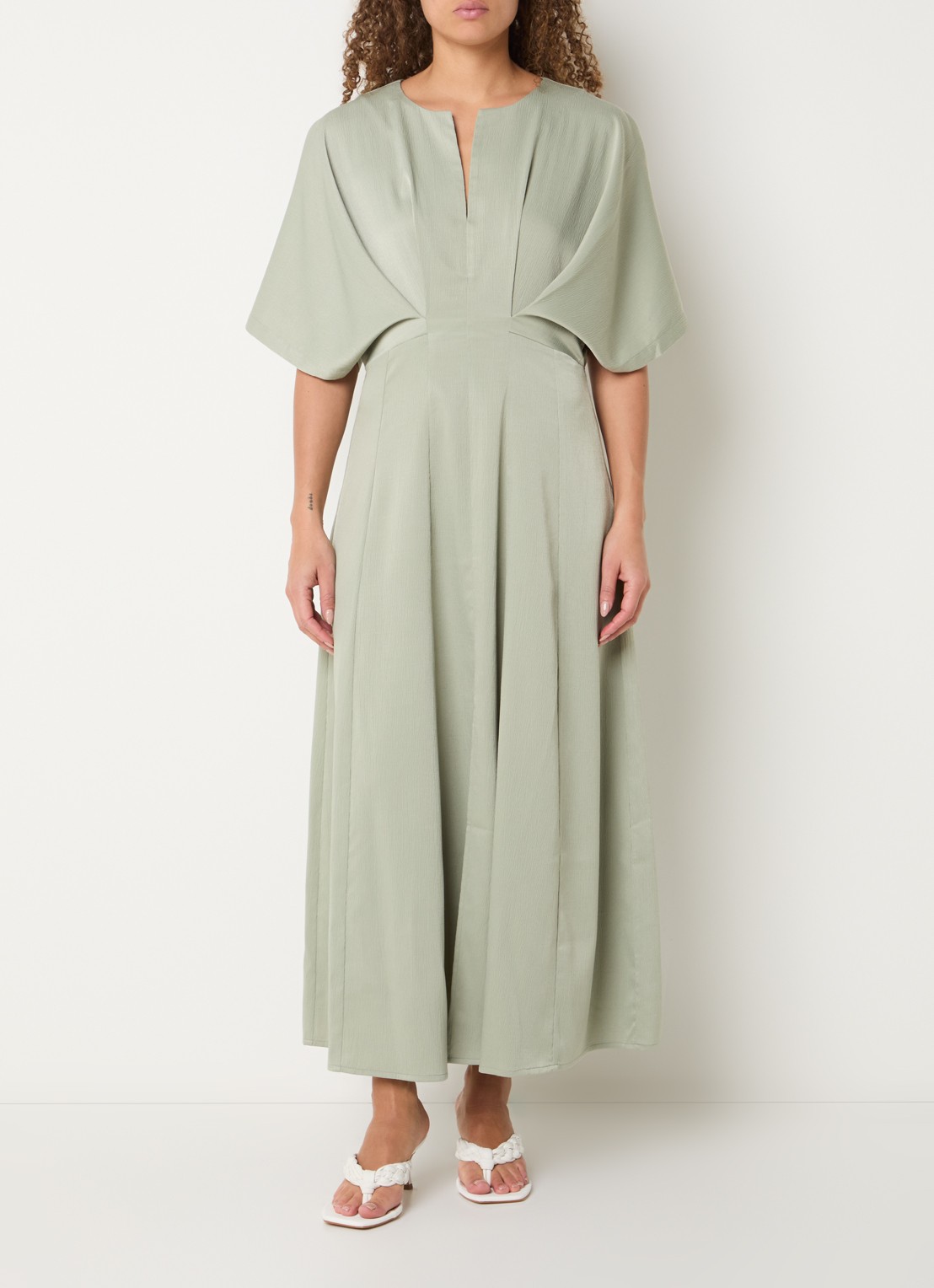 Copenhagen Muse Vianna maxi jurk met vlindermouw - detail 2 lindegroen
