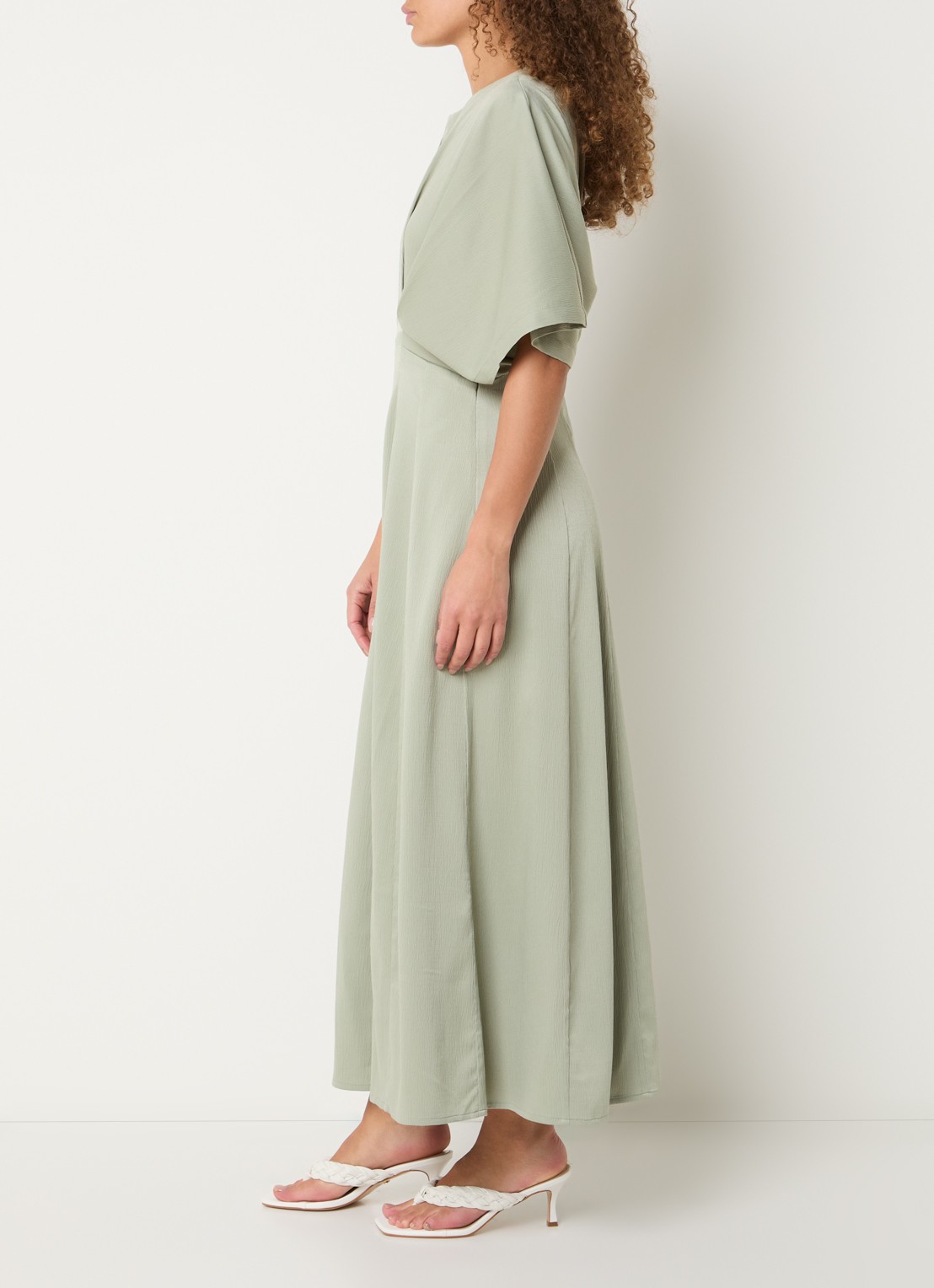 Copenhagen Muse Vianna maxi jurk met vlindermouw - voorkant 4 lindegroen