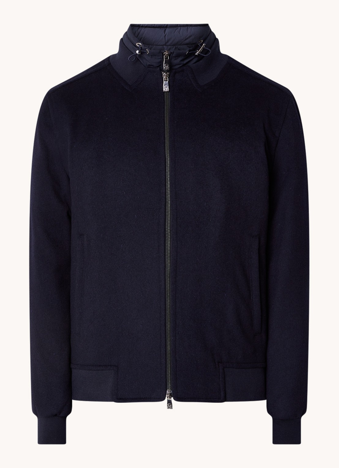 Corneliani Jas in wolblend met uitneembare binnenjas en ritszakken - voorkant donkerblauw