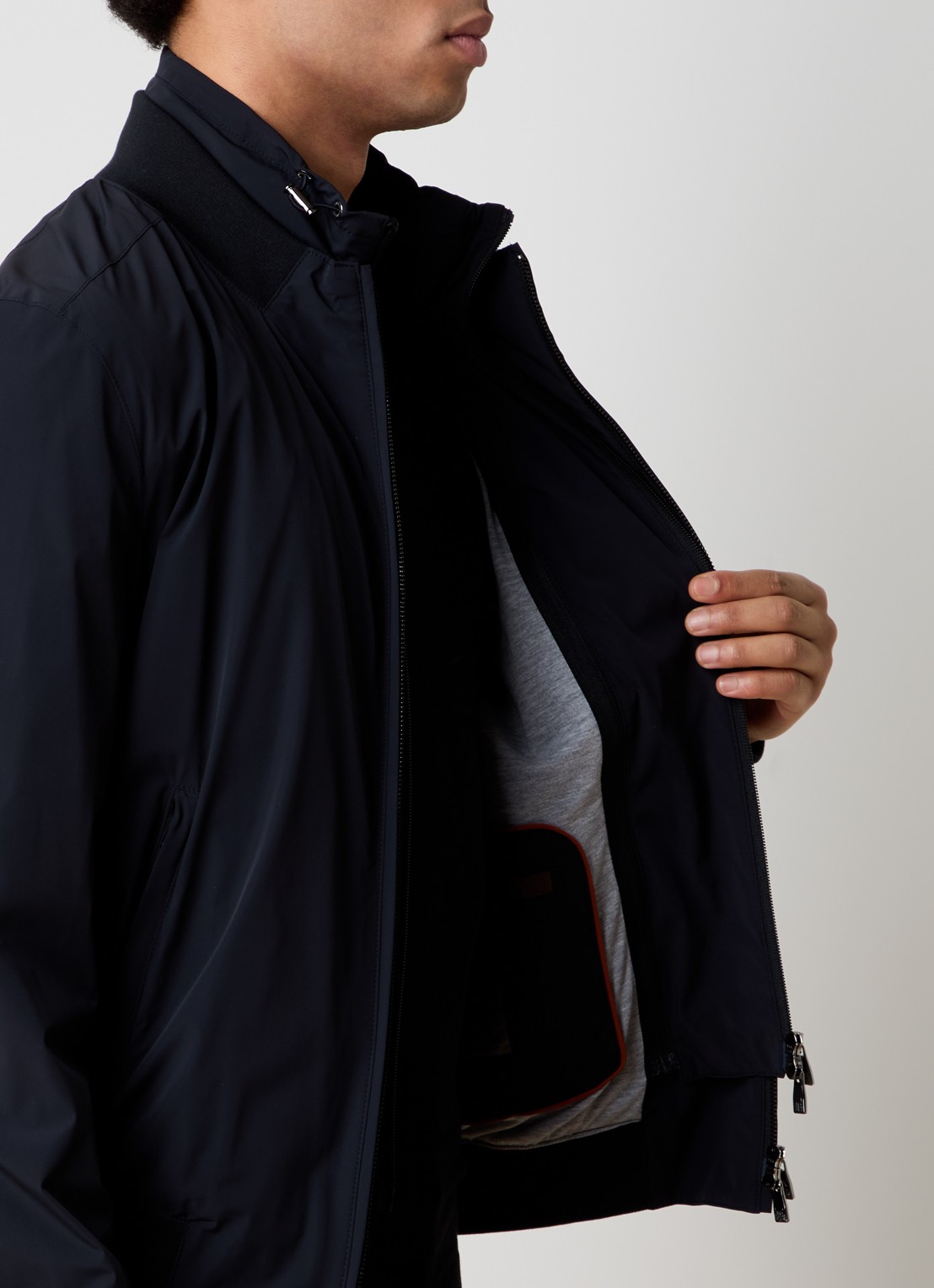 Corneliani Poplin bomberjack met ritszakken - detail 10 zwart