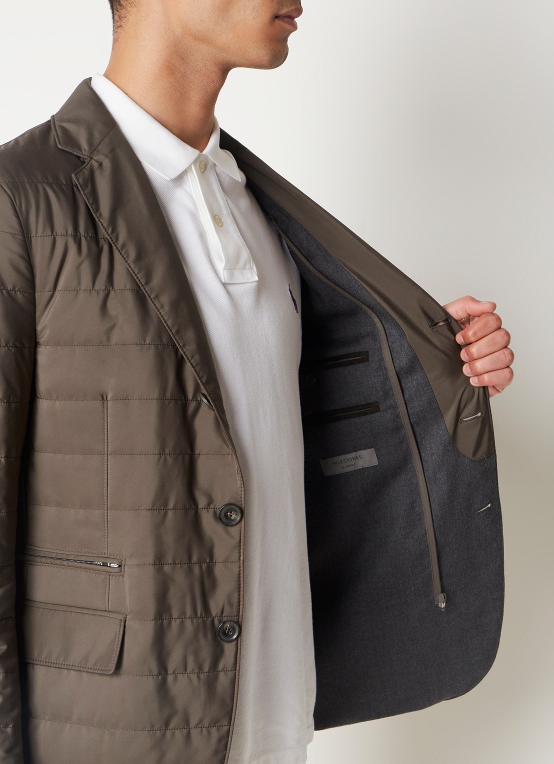 Corneliani Regen- en windjack met details van wol - detail 5 donkerbruin