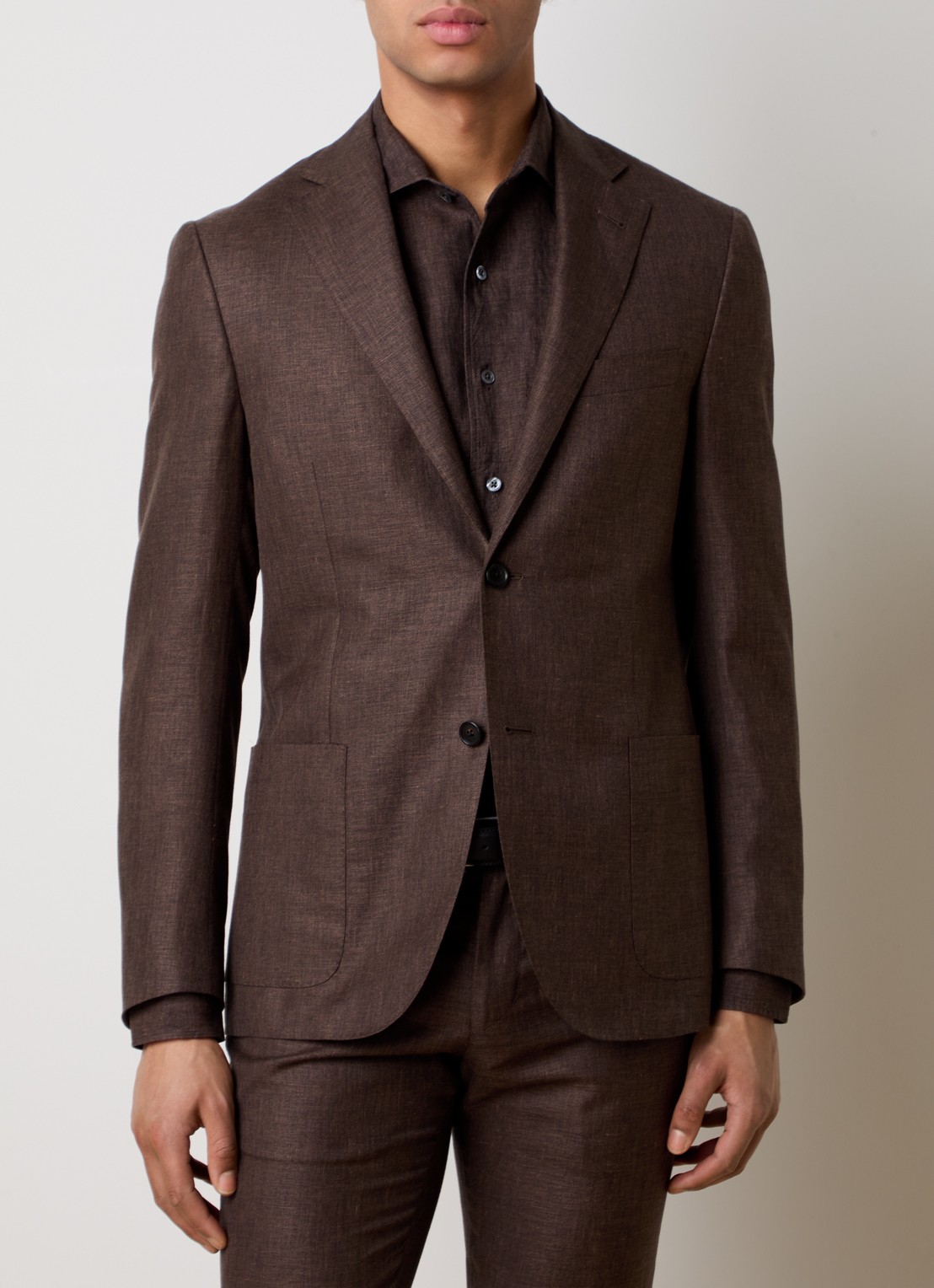 Corneliani Regular fit colbert met opgestikte zakken in zijdeblend - detail 3 bruin