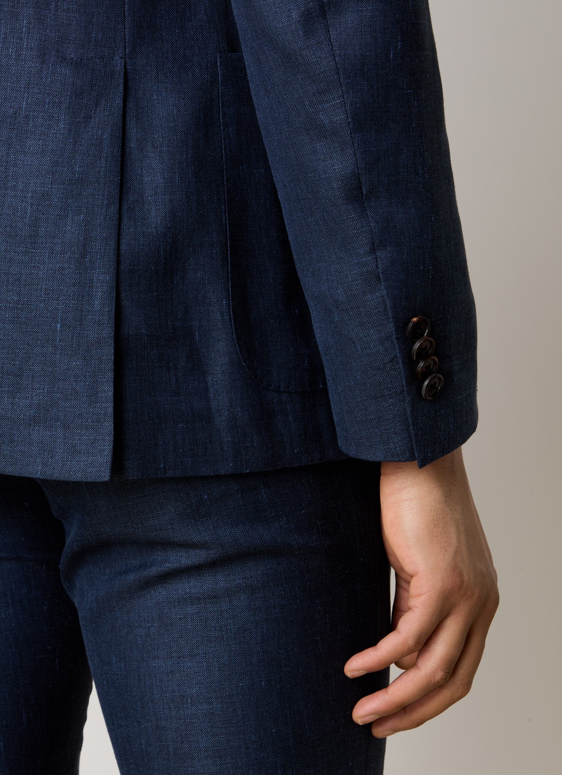 Corneliani Regular fit colbert met opgestikte zakken in zijdeblend - detail 6 indigo