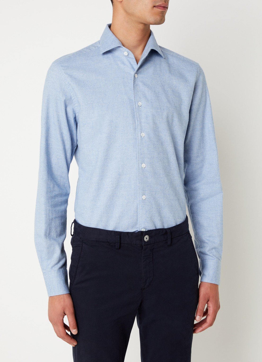 Corneliani Regular fit overhemd met stretch - detail 2 lichtblauw