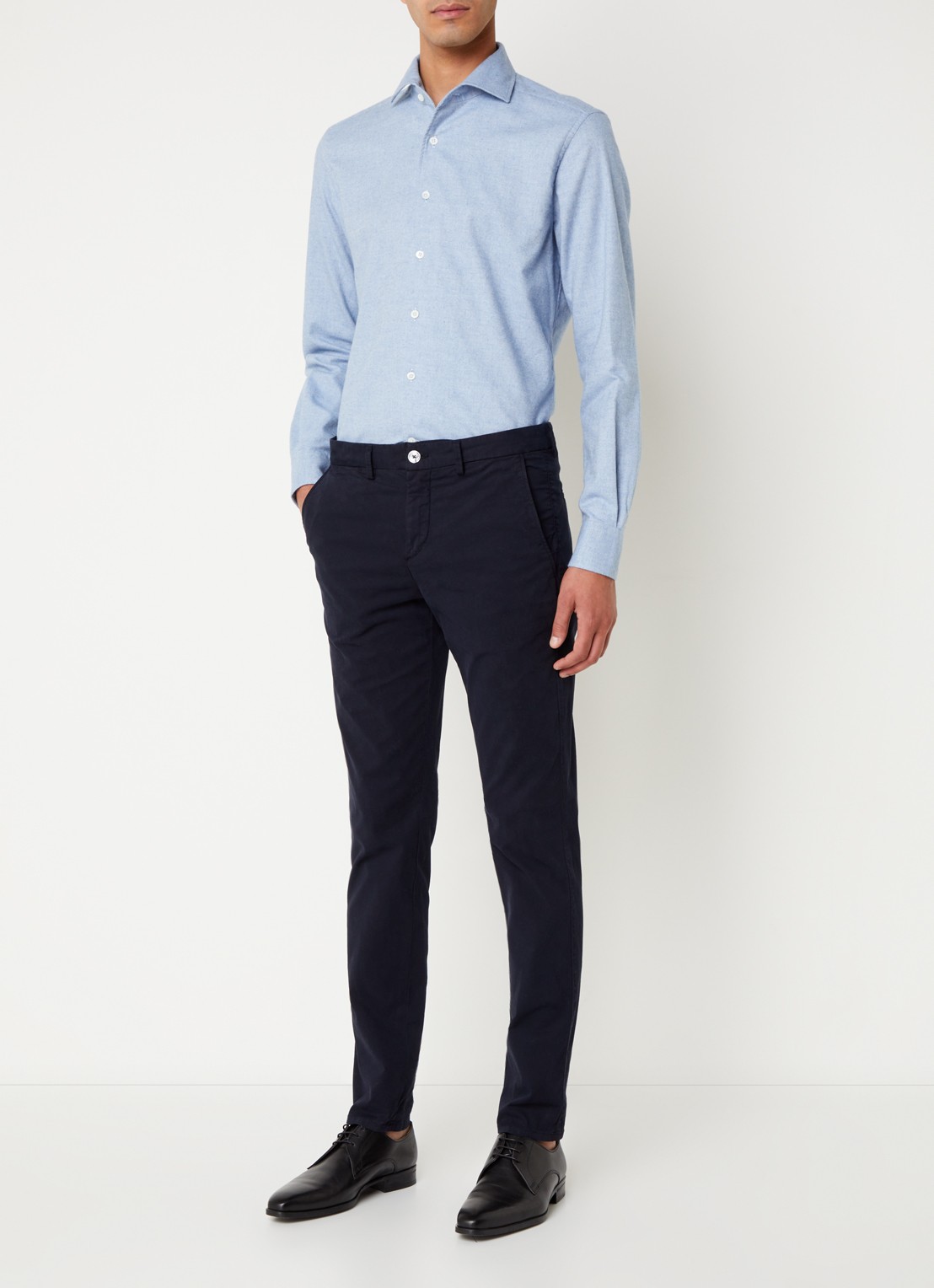 Corneliani Regular fit overhemd met stretch - voorkant 5 lichtblauw