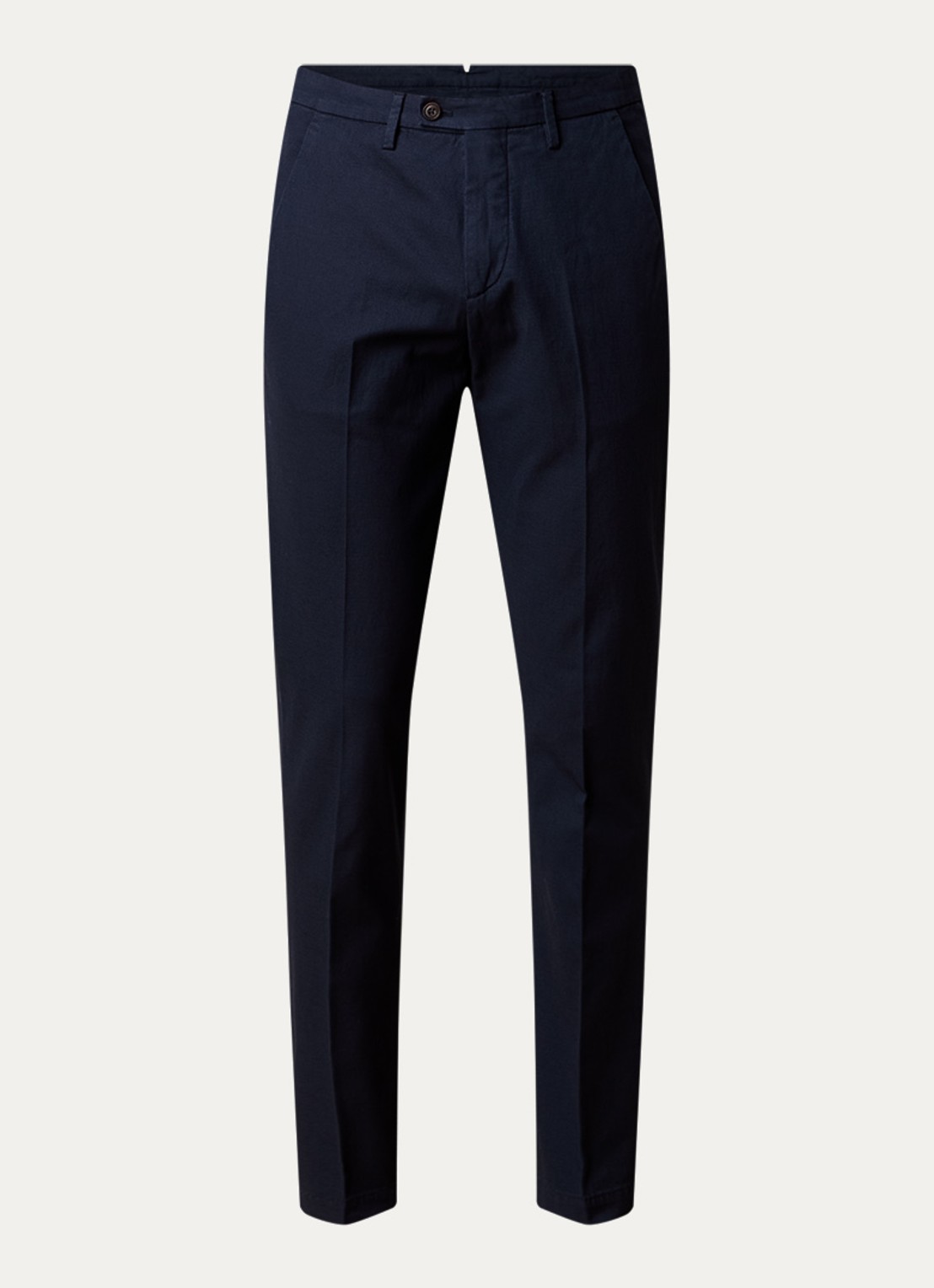 Corneliani Slim fit chino in linnenblend met steekzakken - voorkant 5 donkerblauw
