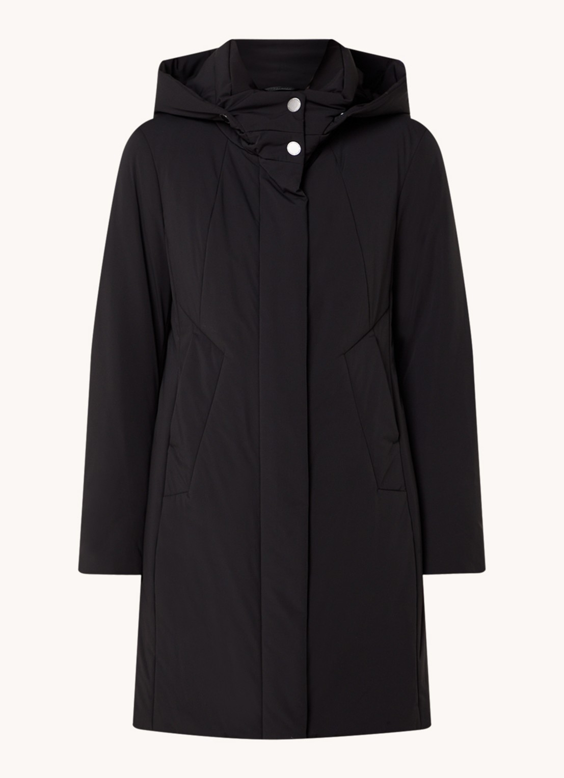 Creenstone Alexandra gewatteerde parka met afneembare capuchon - voorkant zwart