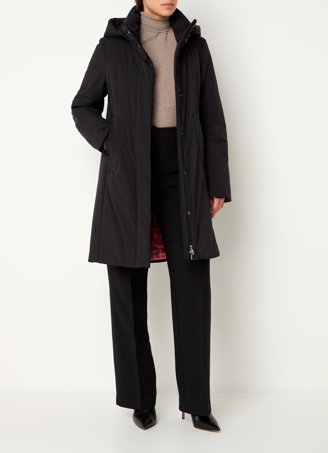 Creenstone Alexandra gewatteerde parka met afneembare capuchon - voorkant 2 zwart