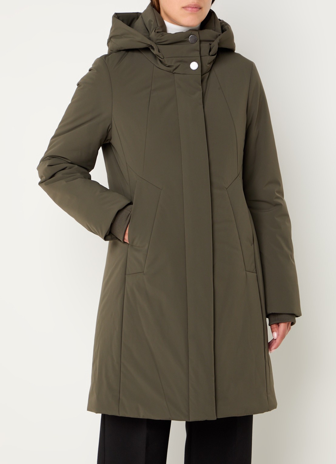 Creenstone Alexandra gewatteerde parka met afneembare capuchon - detail 3 olijfgroen