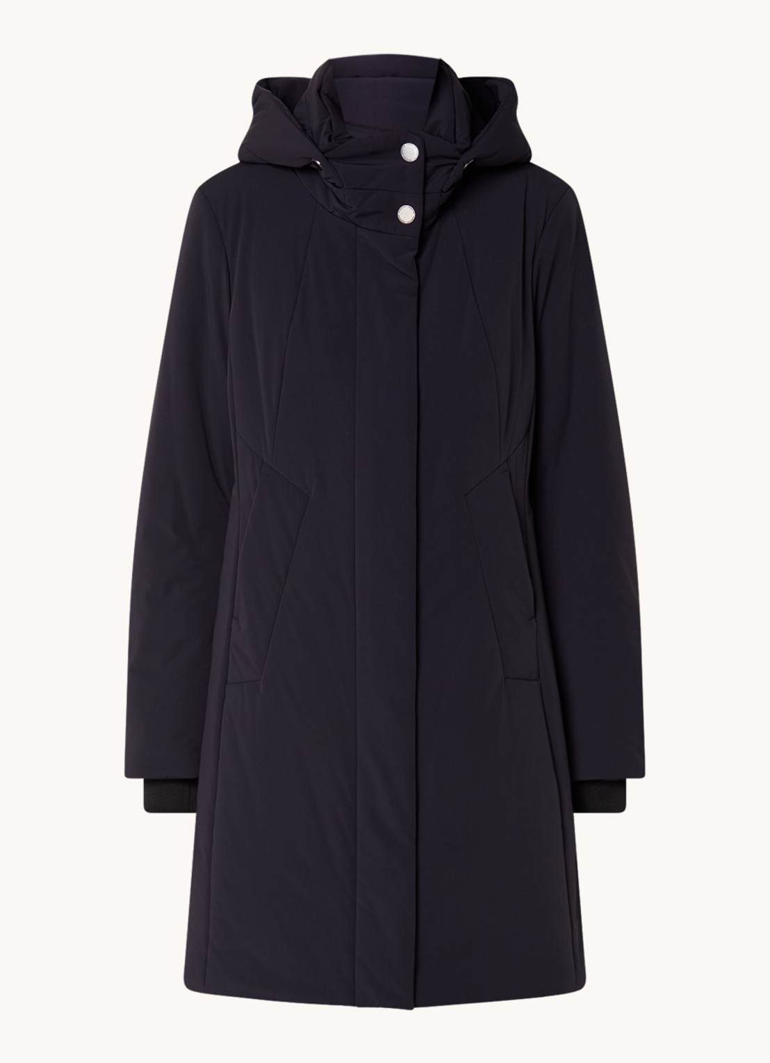 Creenstone Alexandra gewatteerde parka met afneembare capuchon - voorkant donkerblauw