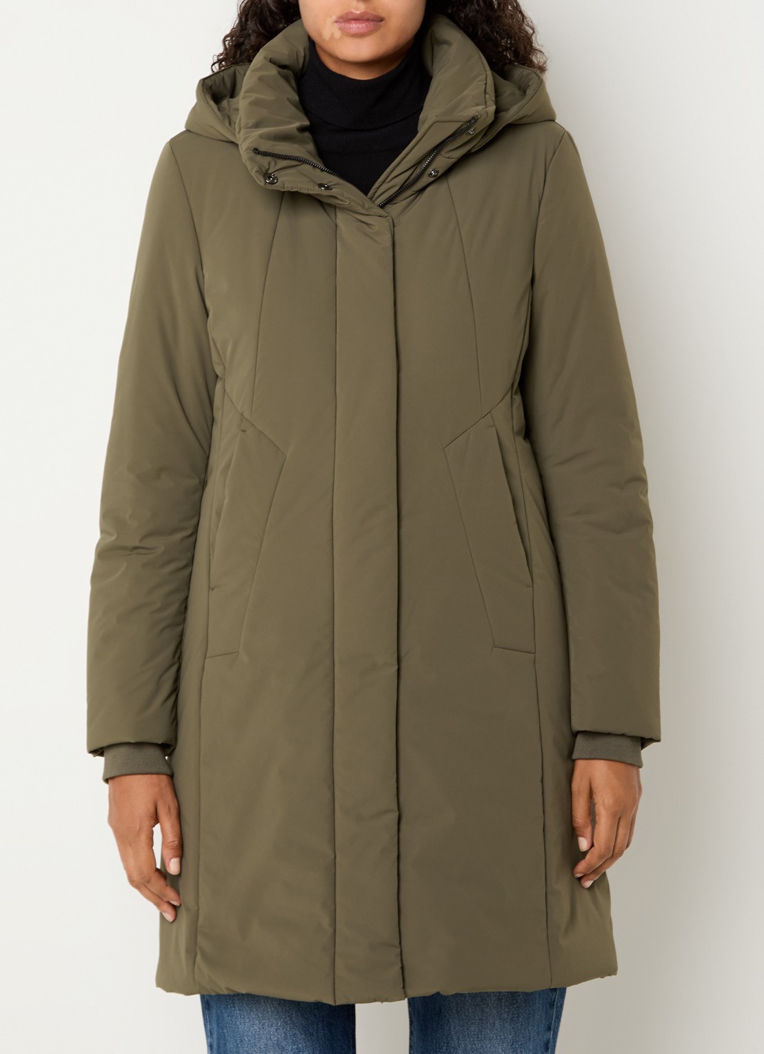 Creenstone Alexandra gewatteerde parka met steekzakken - detail 2 olijfgroen