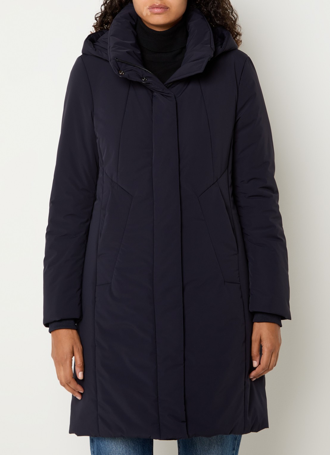 Creenstone Alexandra gewatteerde parka met steekzakken - detail donkerblauw