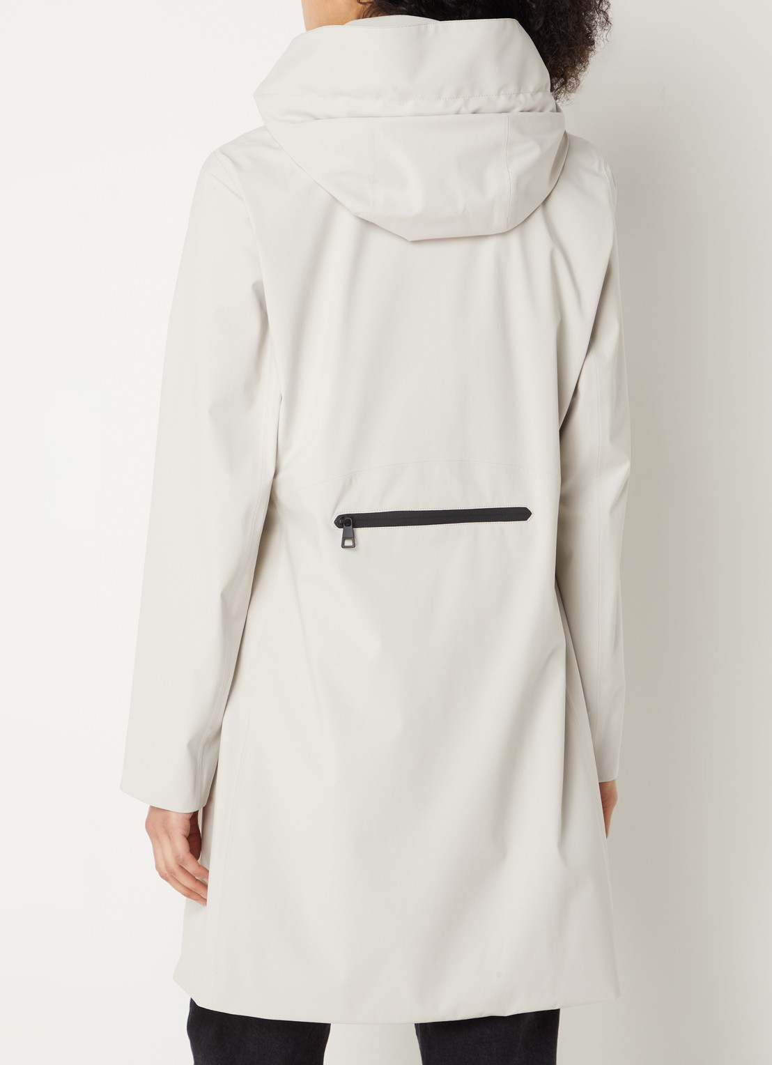 Creenstone Dalia parka met capuchon en ritszakken - achterkant 3 gebroken wit