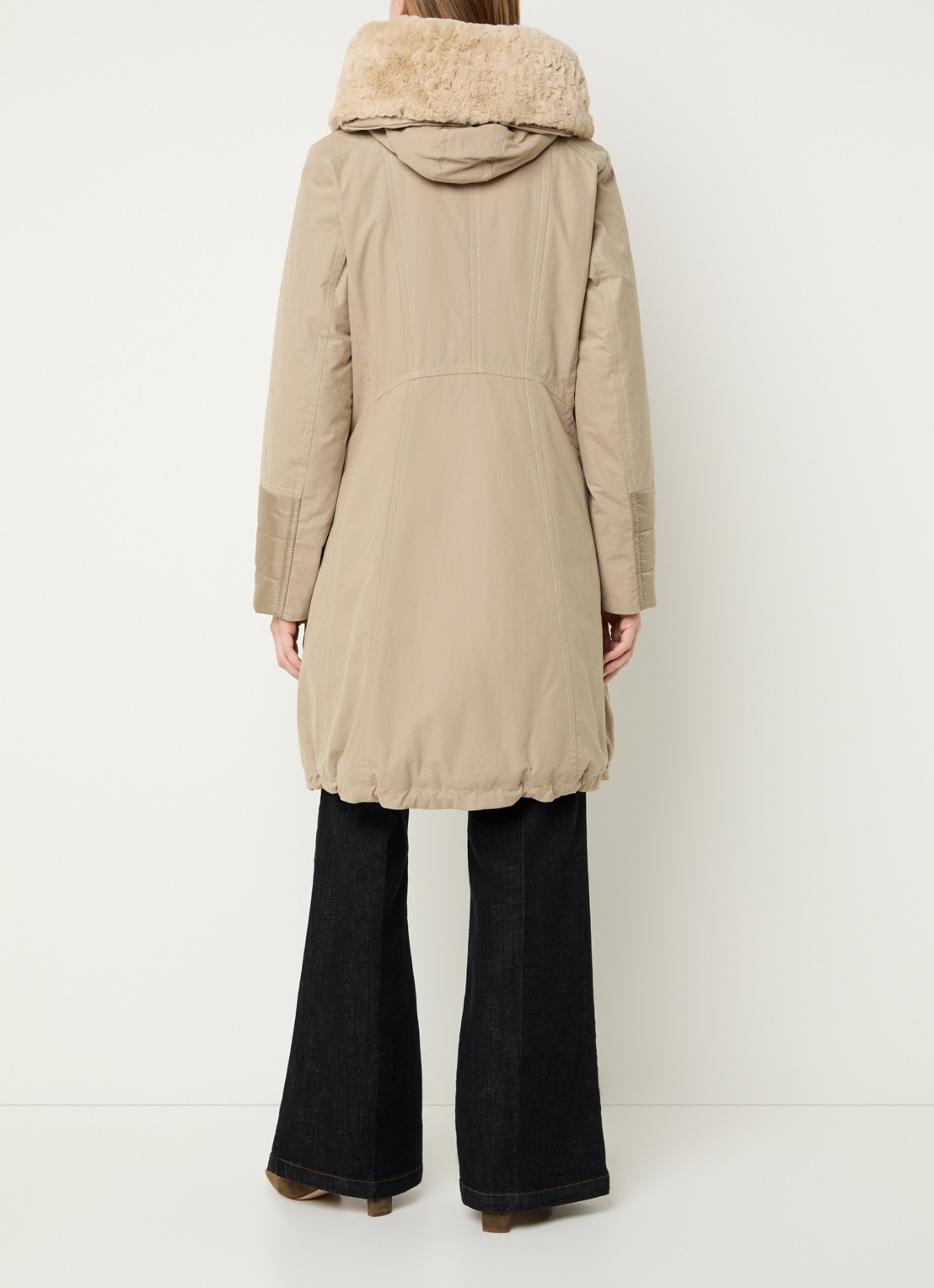 Creenstone Rhona gewatteerde parka met afneembare imitatiebont - achterkant 4 beige