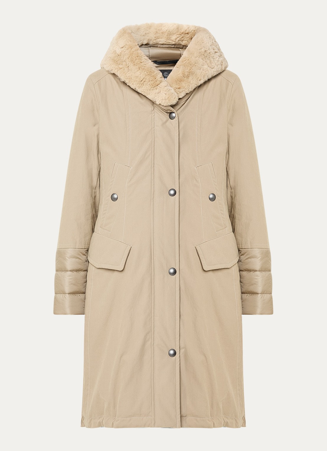 Creenstone Rhona gewatteerde parka met afneembare imitatiebont - voorkant 2 beige