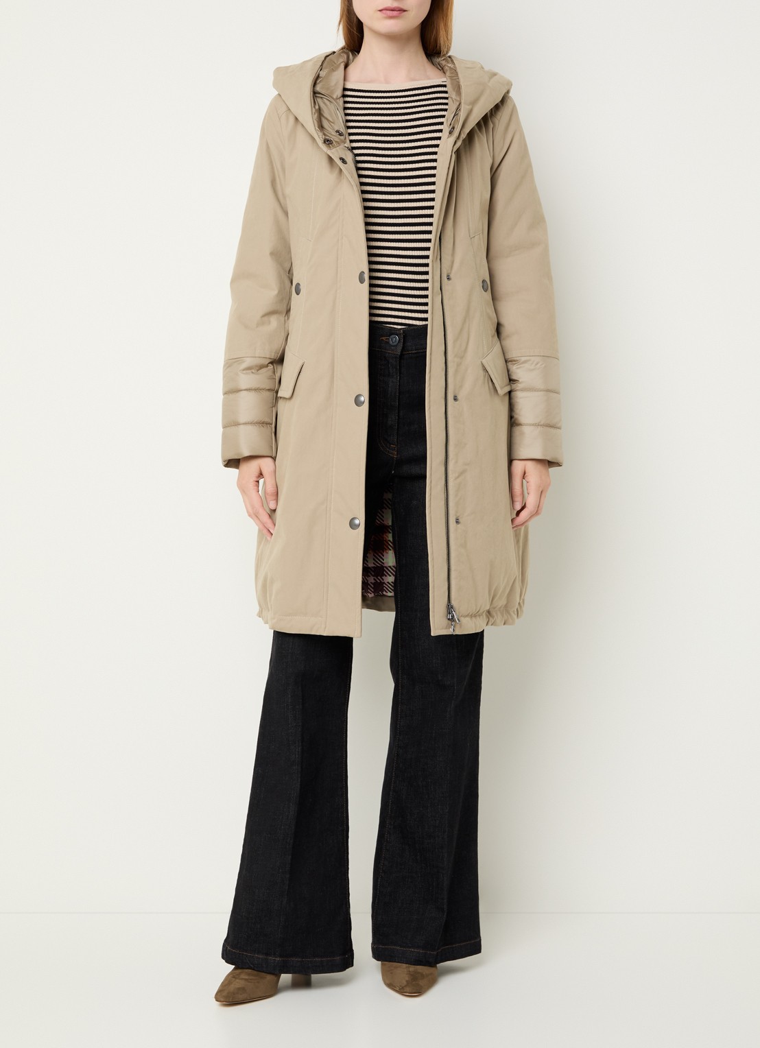 Creenstone Rhona gewatteerde parka met afneembare imitatiebont - voorkant 3 beige