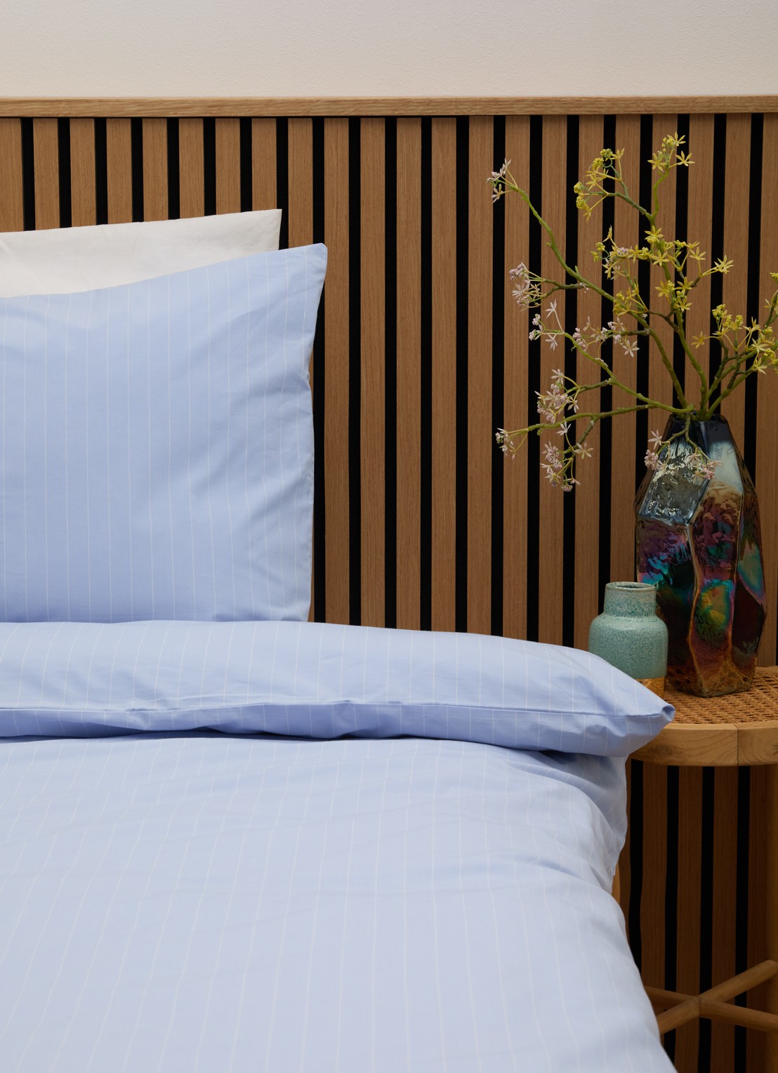 Crisp Sheets Stripe dekbedovertrekset van katoen perkal 200TC - inclusief kussenslopen - voorkant 3 blauw