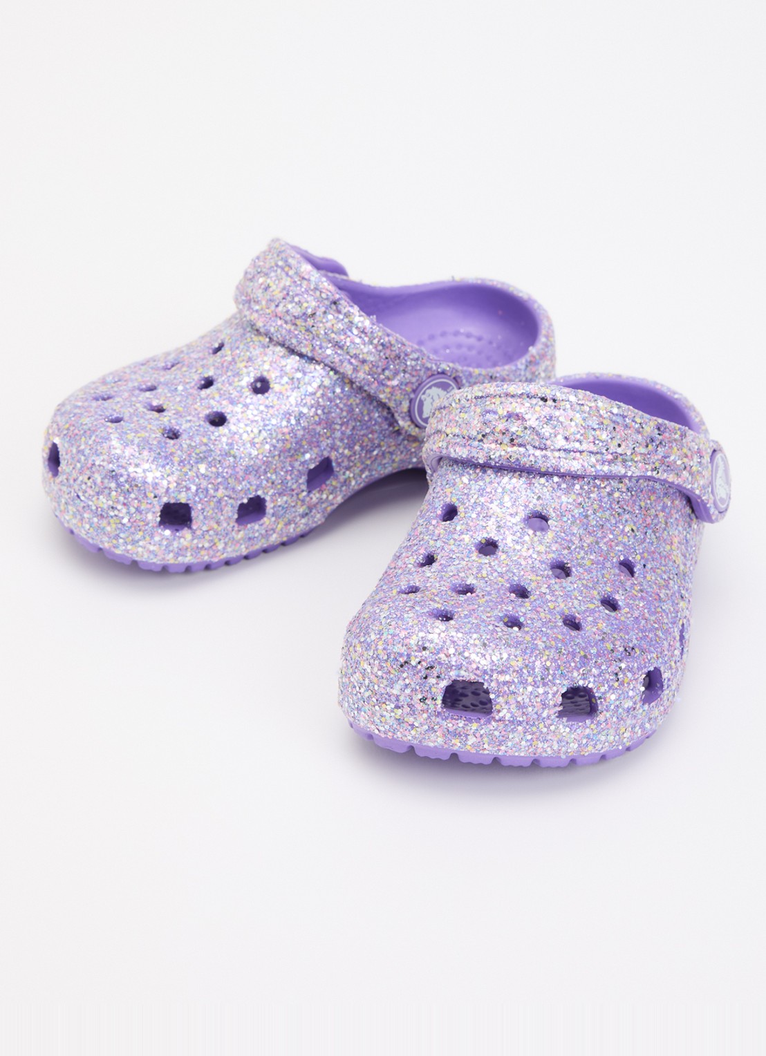 Crocs Classic Clog instapper met glitter - voorkant 2 paars