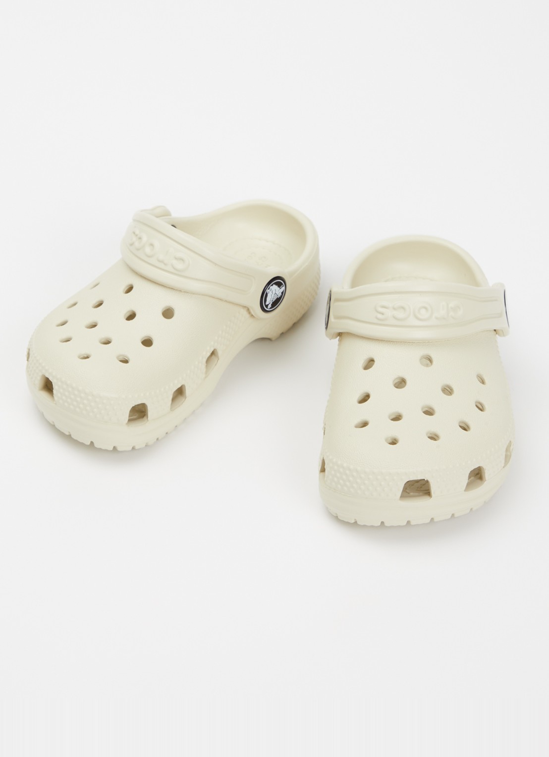 Crocs Classic Clog instapper met logo - voorkant 2 creme