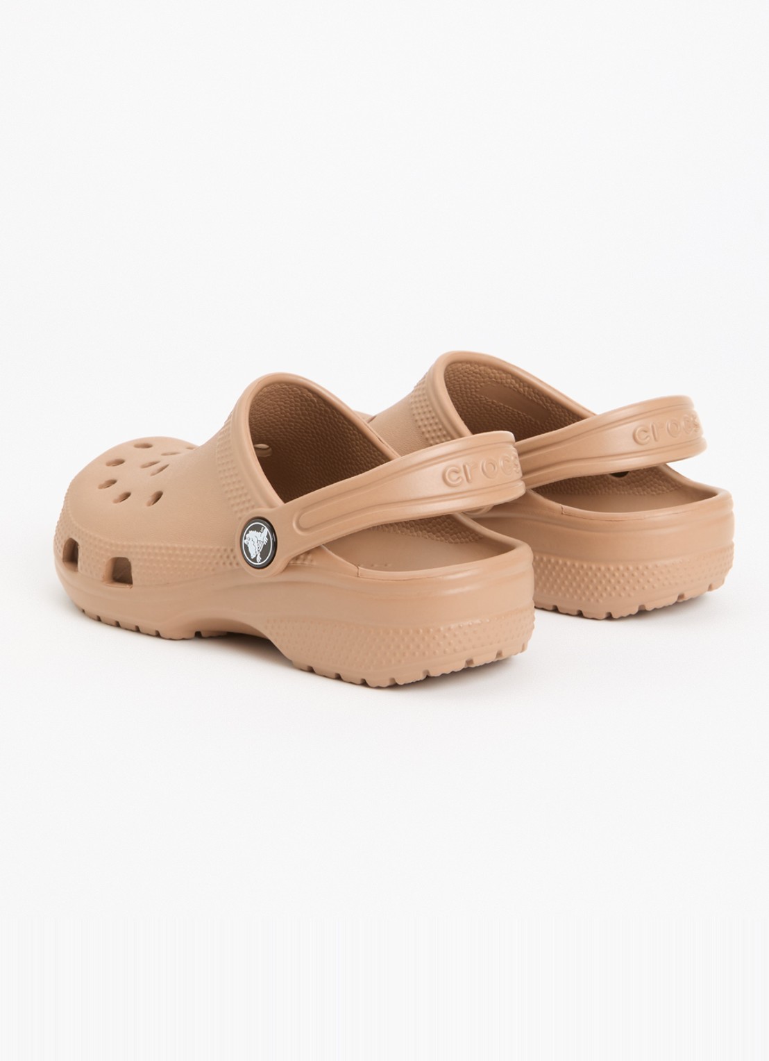 Crocs Classic clog instapper met logo - achterkant lichtbruin