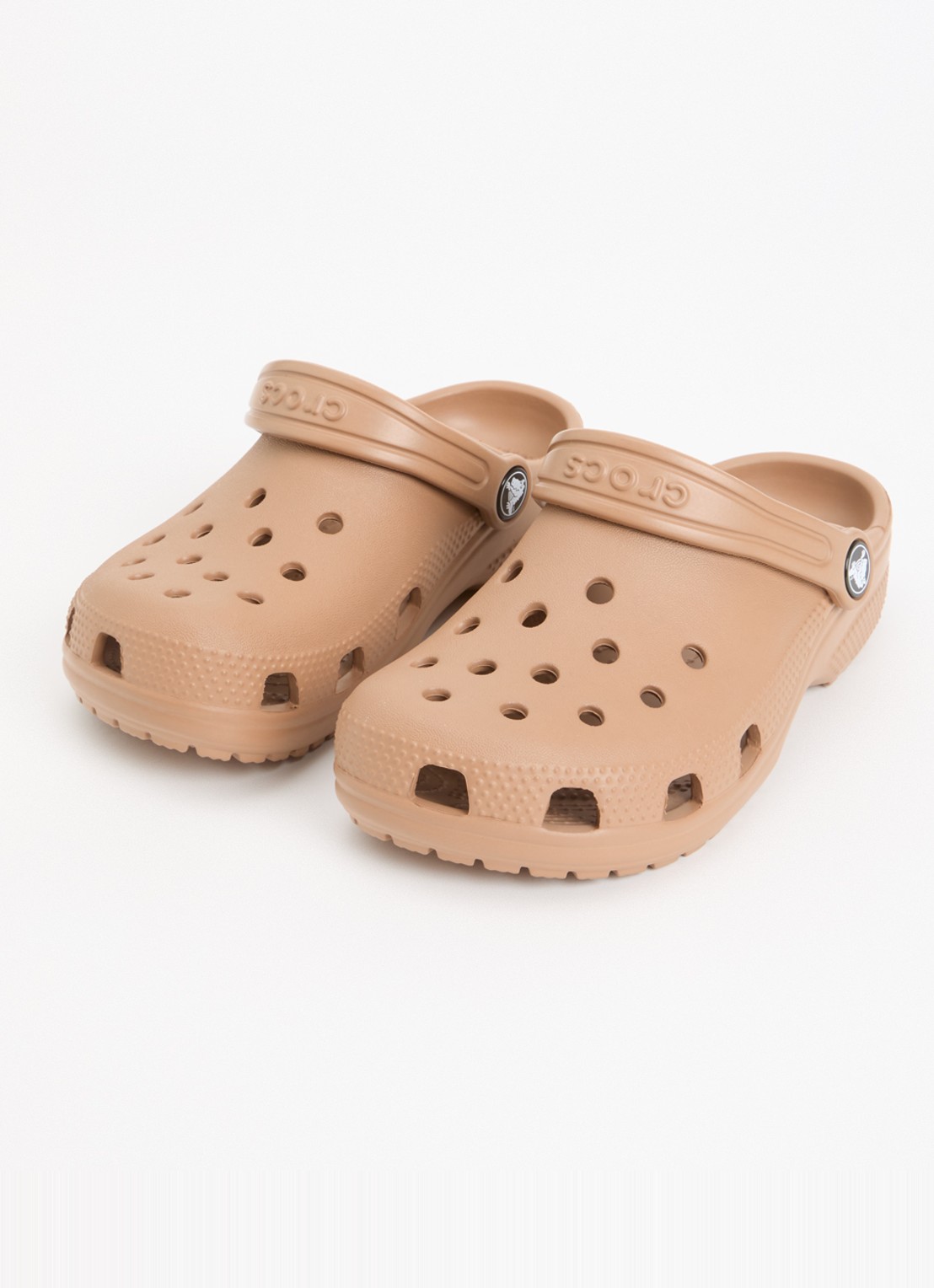 Crocs Classic clog instapper met logo - voorkant 3 lichtbruin