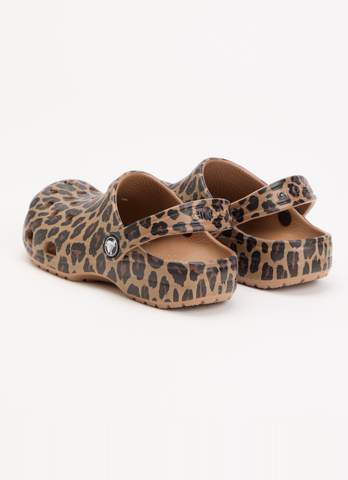 Crocs Classic Clog instapper met panterprint - achterkant 3 bruin