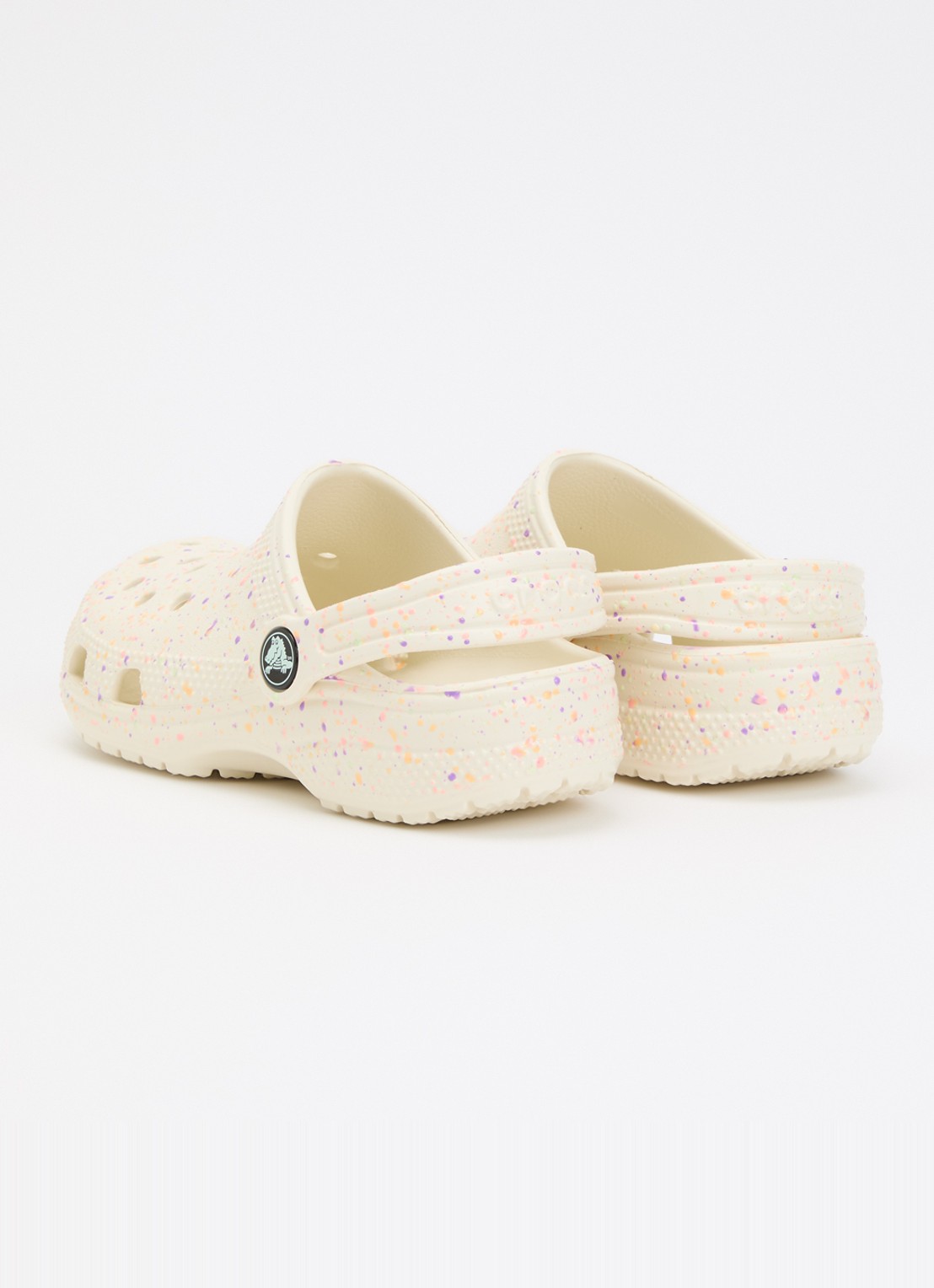 Crocs Classic Glow Paint Splatter Clog instapper met logo - achterkant 2 ivoor