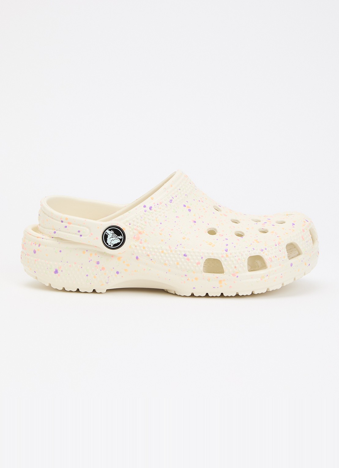 Crocs Classic Glow Paint Splatter Clog instapper met logo - voorkant 3 ivoor
