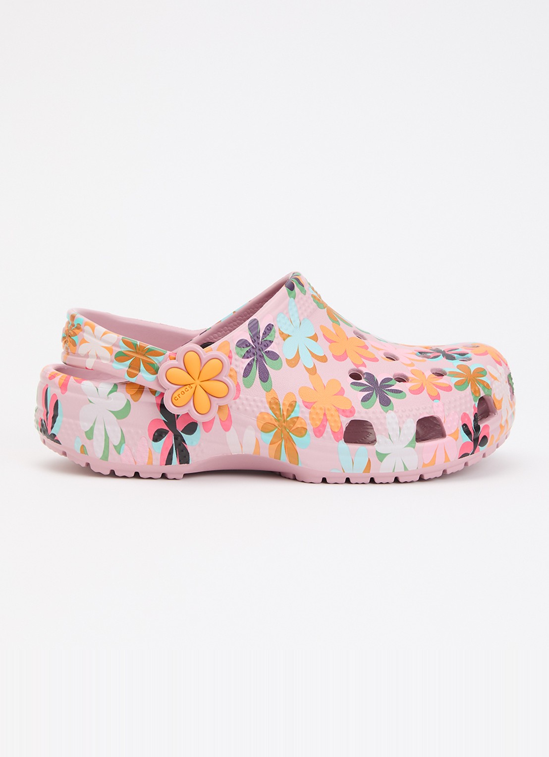 Crocs Classic Graphic Clog instapper met bloemenprint - voorkant paars