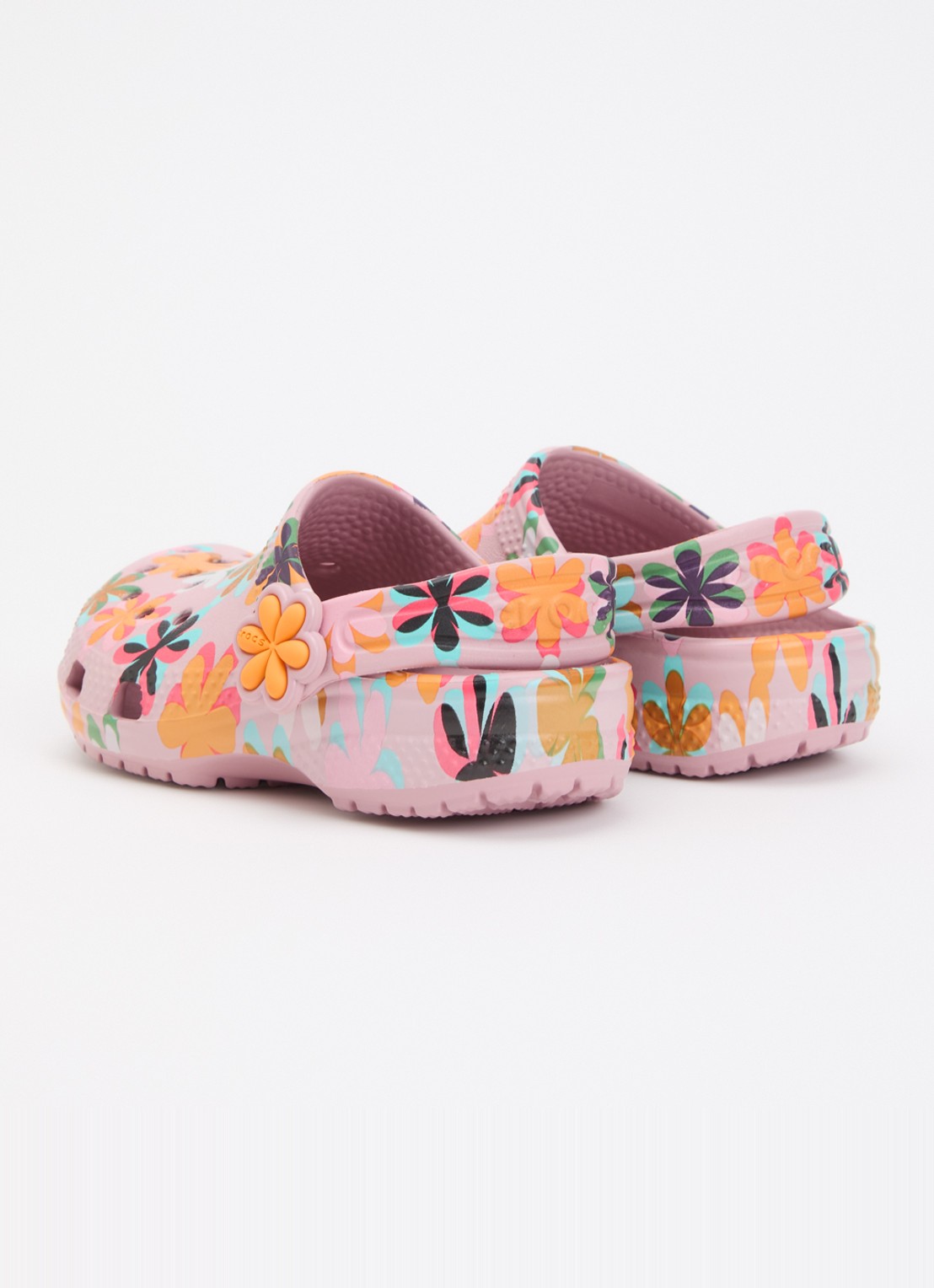 Crocs Classic Graphic Clog instapper met bloemenprint - achterkant 4 roze