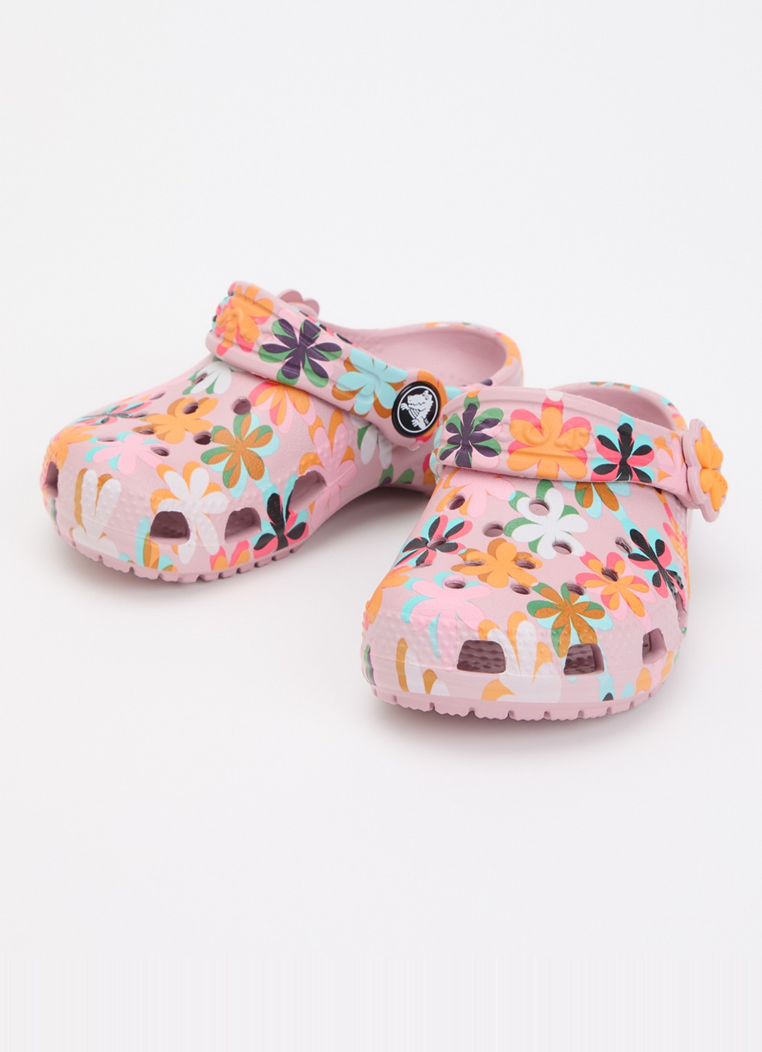 Crocs Classic Graphic Clog instapper met bloemenprint - voorkant 2 roze