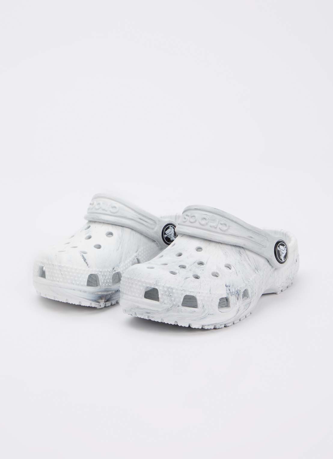 Crocs Classic Marbled Clog instapper - voorkant 2 lichtgrijs