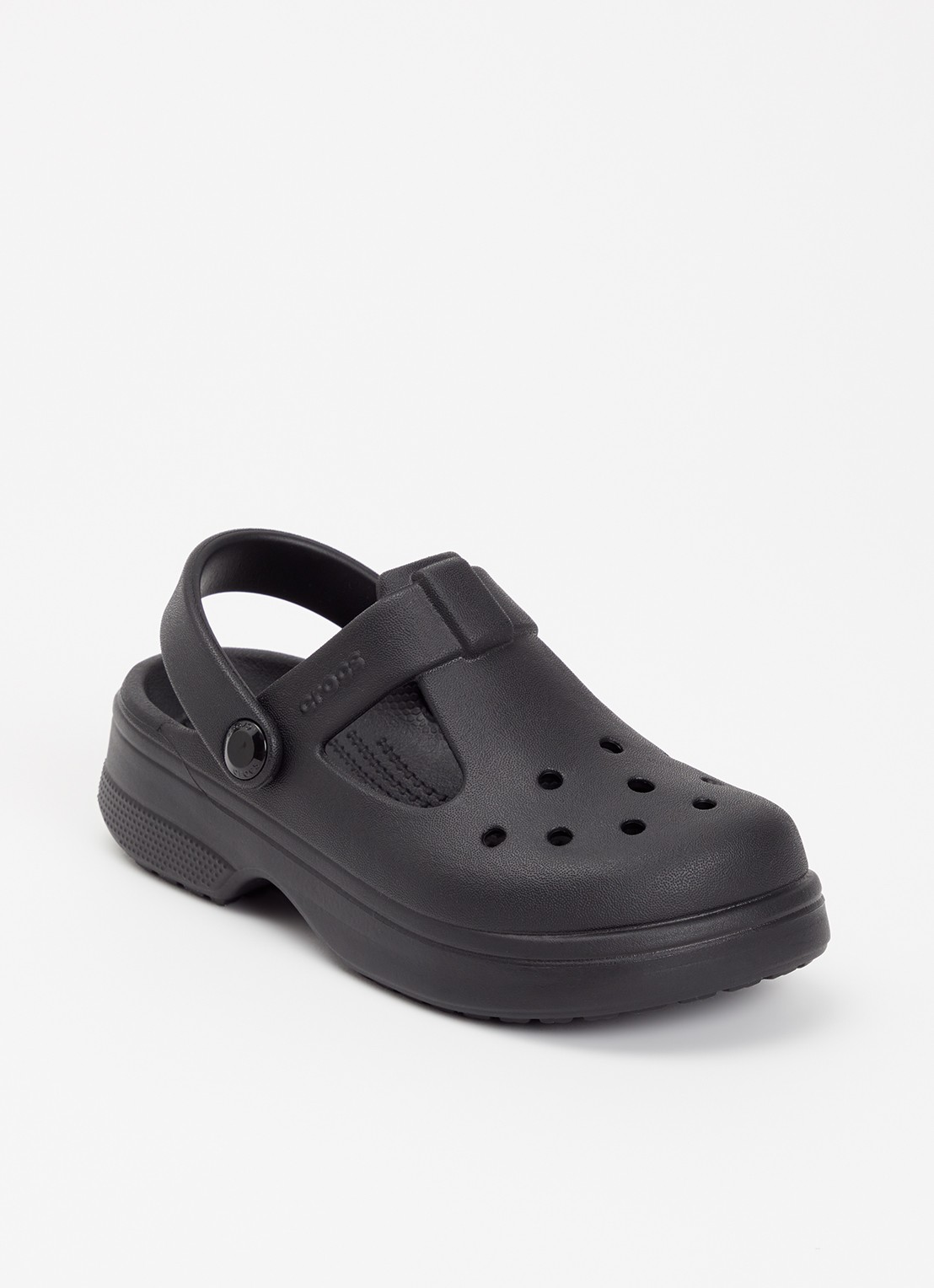 Crocs Classic Mary Jane instapper met logo - voorkant zwart