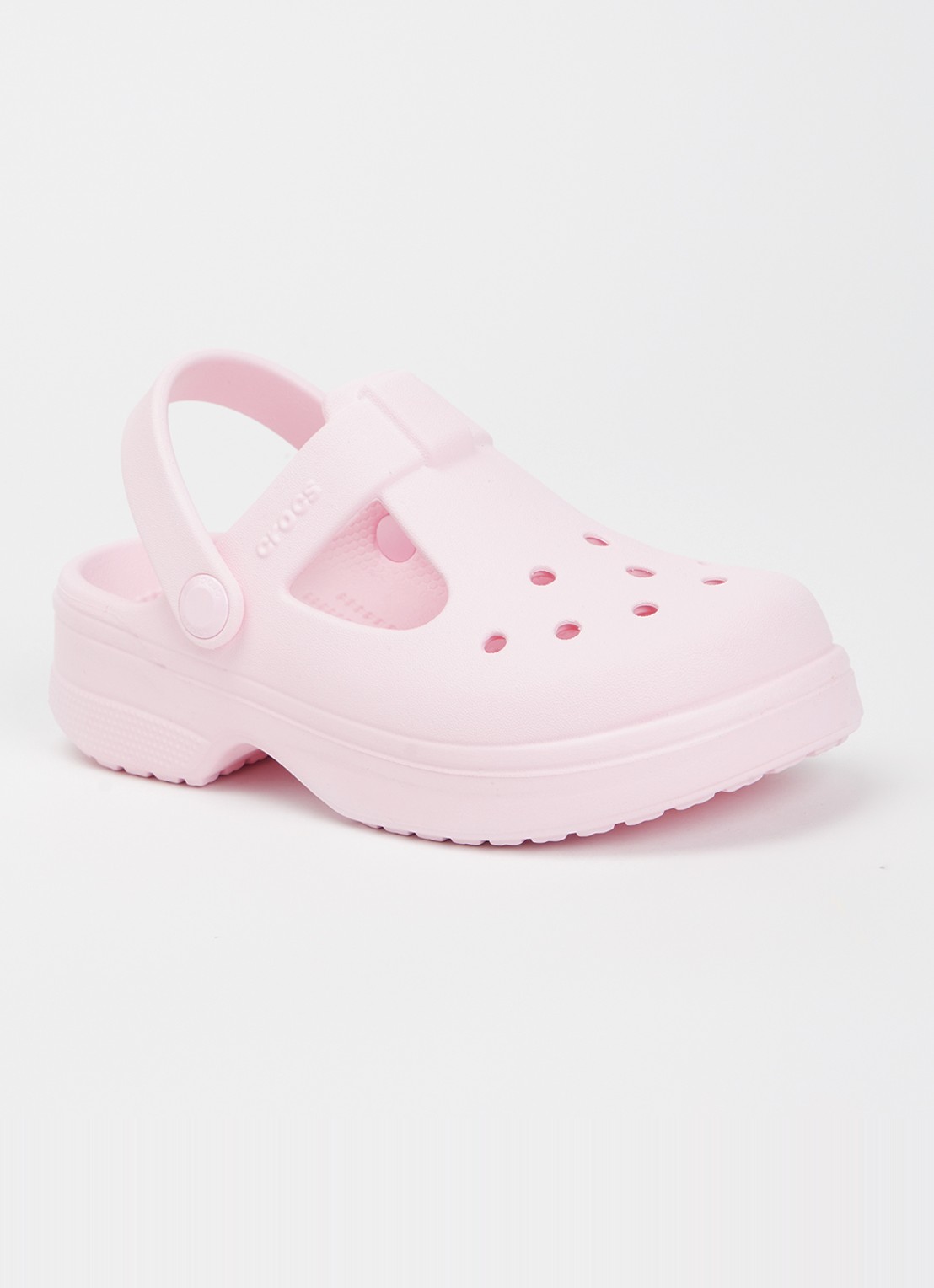 Crocs Classic Mary Jane instapper met logo - voorkant 3 lichtroze