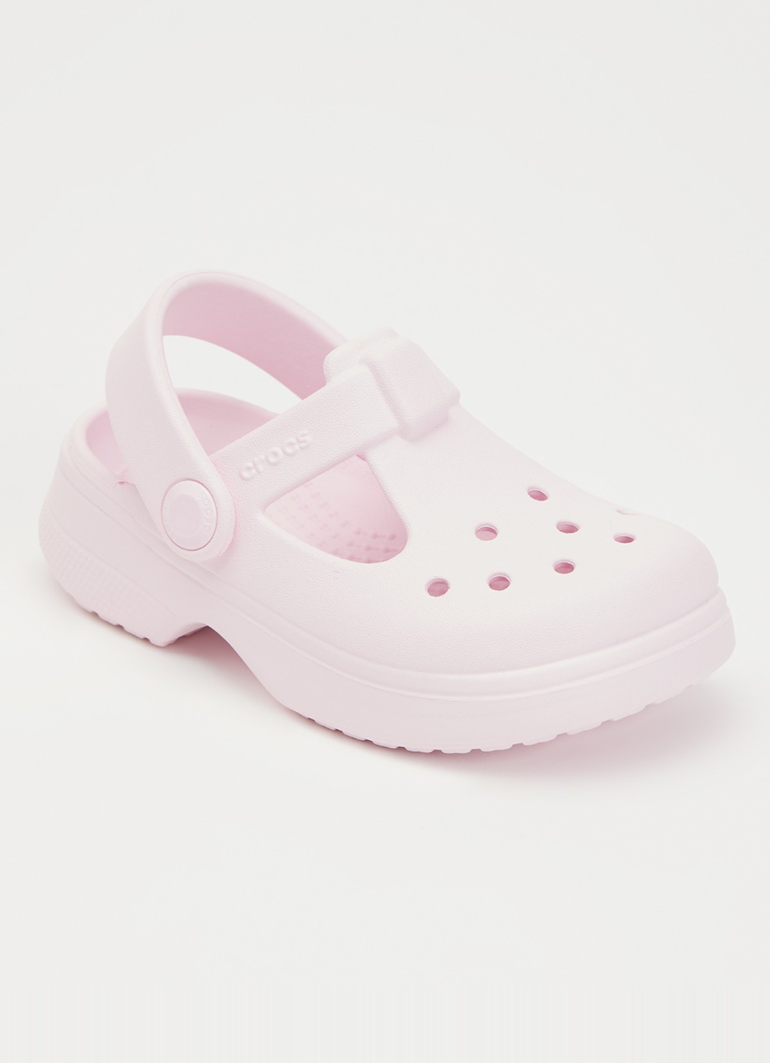 Crocs Classic Mary Jane instapper met logo - voorkant 3 lichtroze