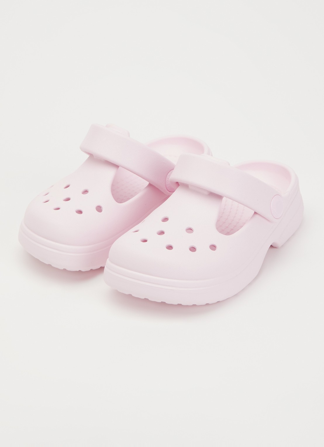 Crocs Classic Mary Jane instapper met logo - voorkant 4 lichtroze